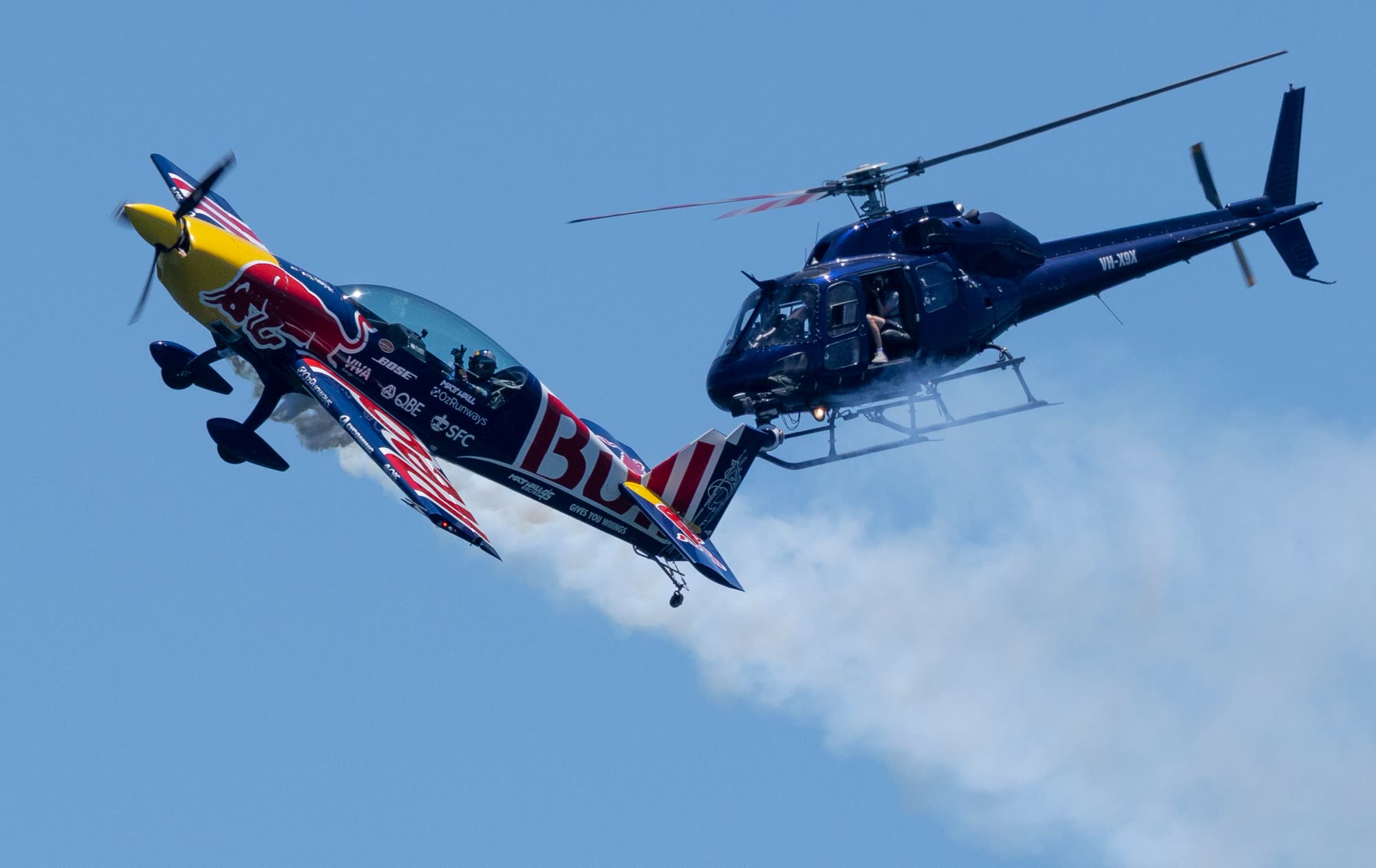 Air-to-air cinematography with aerobatic pilot Matt Hall over Sydney Harbour for SailGP